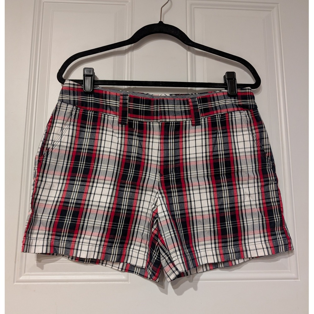 Tommy Hilfiger Red Navy White Plaid Cotton Shorts Preppy Summer New‎ Women's 10
